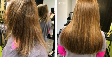 Before/After hair styling transformation by Salon K, hair salon in Parma Heights, Ohio
